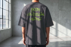 Oversized Back Tshirt Mockup PSD Male Model Product Image 2