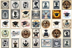 Graduate sublimation BUNDLE|Graduating vintage postage stamp Product Image 2
