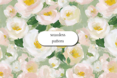 Seamless Floral Pattern Pastel Roses Sage Background JPG Product Image 1