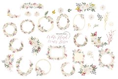 White Floral &amp; Winter Berries Clipart, Greenery Floral Frame Product Image 2