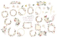 White Floral &amp; Winter Berries Clipart, Greenery Floral Frame Product Image 2