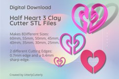 Half Heart 3 Clay Cutter - Cookie Cutter STL File Product Image 1