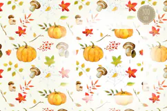 Autumn hand-drawn watercolor seamless pattern Product Image 2