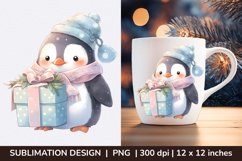 Christmas Penguin, Cute Penguin Clipart, Watercolor penguin Product Image 1