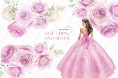 Soft Pink Silver Quinceañera Clipart, Soft Pink Princess Product Image 2