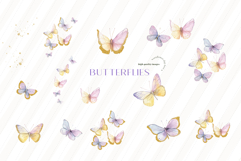 Purple &amp; Pink Butterflies Glitter Clipart, Gold Butterfly Product Image 2
