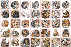 Coffee Cat Flowers Pillow Case Sublimation Designs BUNDLE Product Image 2