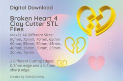 Broken Heart 4 Clay Cutter - Cookie Cutter STL File Product Image 1