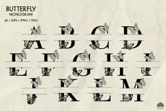 Butterfly Monogram Letters SVG PNG EPS Product Image 2
