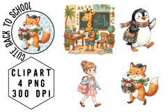 Watercolor Cute Back to School Png Clipart Product Image 1