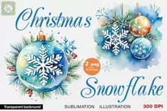 Watercolor Christmas Snowflakes 2 PNG sublimation Product Image 1