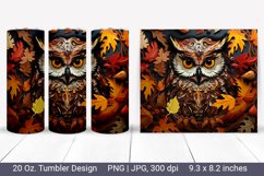 3d fall owl tumbler- 3d sublimation owl. Product Image 1