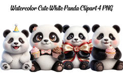 Watercolor Cute White Panda Png Clipart Product Image 1