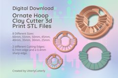 Clay Cutter STL File Ornate Hoop- Earring Digital File Downl Product Image 1