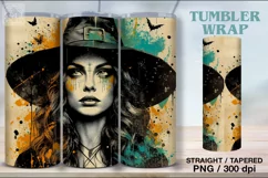 Grunge Witch Tumbler Sublimation, 20 oz Tumbler Wrap Product Image 2