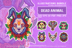 Macabre Mexican Animal Heads With Roses Tattoo Vector Design Product Image 1