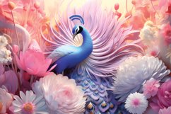 Colorful peacock with flowers digital papers Product Image 5