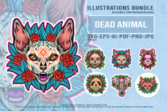 Day Of The Dead Animal Horror With Roses Illustrations Product Image 1