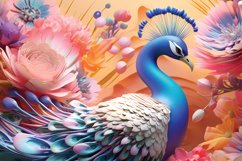Colorful peacock with flowers digital papers Product Image 3