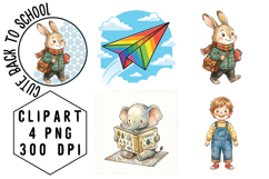 Watercolor Cute Back to School Png Clipart Product Image 1