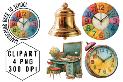 Watercolor Cute Back to School Png Clipart Product Image 1