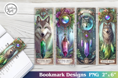 Wolf Dreamcatcher Printable Bookmark 4 PNG Product Image 1