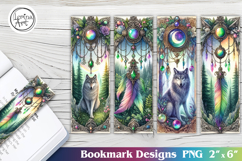 Wolf Dreamcatcher Printable Bookmark 4 PNG Product Image 1