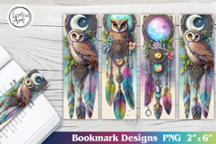 Owl Dreamcatcher Printable Bookmark 4 PNG Product Image 1