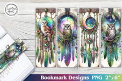 Owl Dreamcatcher Printable Bookmark 4 PNG Product Image 1