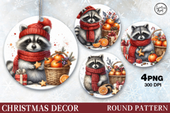 Christmas Decor | Cute raccoon| PNG Sublimation Product Image 1