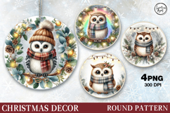 Christmas Decor | Cute Owl| PNG Sublimation Product Image 1