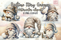 Bedtime Story Gnomes Watercolor Clipart Product Image 1