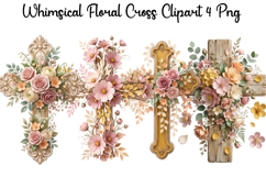Whimsical Floral Cross Png Clipart Product Image 1