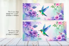 Hummingbird PNG sublimation. 11 & 15 oz mug wrap Product Image 2