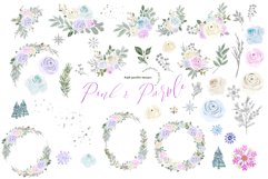 Winter Blue Pink &amp; Purple Floral Clipart Product Image 2