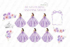 Dusty Purple and Silver Princess Quinceañera Clipart, Product Image 3