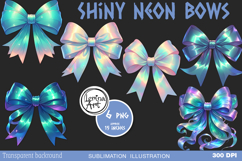 Shiny neon bows. Sublimation design PNG Product Image 1