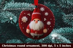 Embroidered ornament,round gnome ornament,christmas ornament Product Image 1