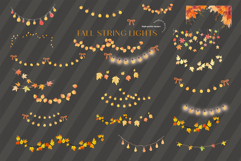 Fall Autumn Floral String Lights Clipart, Fall Autumn Floral Product Image 3