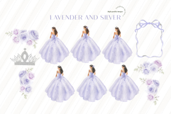 Lavender Silver Quinceañera Dresses Clipart Product Image 3