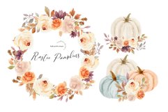 Rustic Mint Orange &amp; White Pumpkin clipart, Fall Autumn Product Image 3