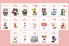 Cute Valentines day greeting card BUNDLE | Retro animals png Product Image 3
