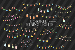 Mason Jar Colorful String Lights Clipart, Blue String Lights Product Image 3