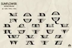 Sunflower Monogram Letters SVG PNG EPS Product Image 3