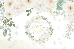 Frame Dreamy Winter White Floral clipart, Greenery Floral Product Image 3