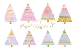 Pastel Gold Glitter Christmas Tree Clipart Product Image 2