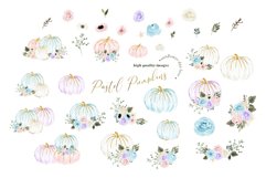 Pastel Blue Arrangements Pumpkin Clipart, Fall White Pumpkin Product Image 3