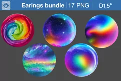 Neon&flower earrings sublimation designs, 17 PNG Product Image 3