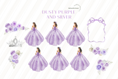 Dusty Purple Quinceañera Clipart, Purple Floral Quinceañera Product Image 3