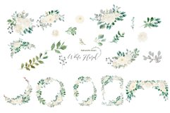 Elegant White Flowers Watercolor Clipart Product Image 2